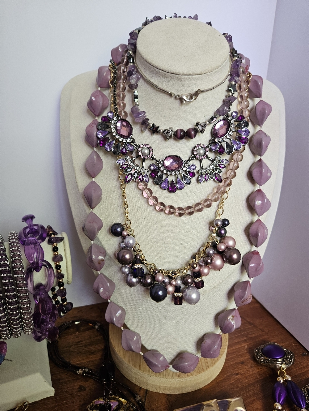 Large Purple Estate Jewelry Lot Vintage To Modern Assorted Wearable Violet - Picture 3 of 15